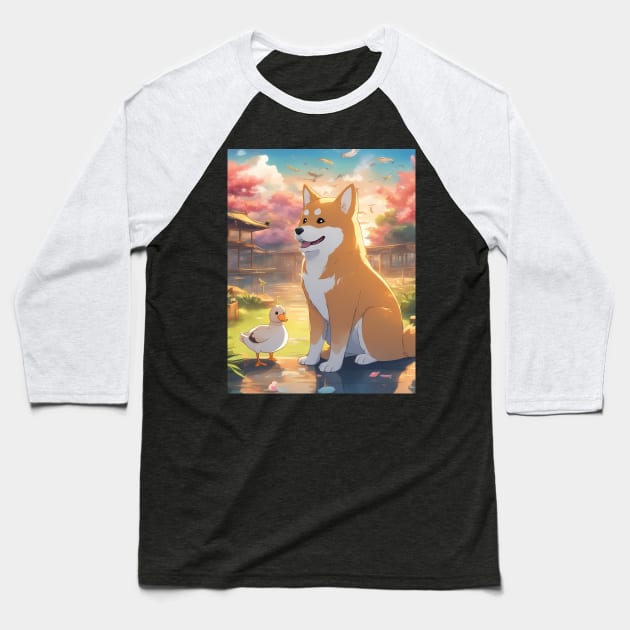 Playful Nature of Shiba dogs Baseball T-Shirt by animegirlnft